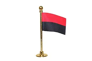 FlagSource Dravida Munnetra Kazhagam (DMK) Party Flag for Car Dashboard with an ABS Plastic Nano Base (Gold)