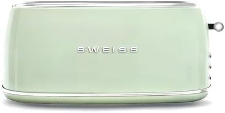 Tostapane SWEISS GRV7 vintage, fette extra-large 38mm, 2 fessure, 6 livelli di potenza, funzione scongelamento, tostatura rapida e uniforme, facile da pulire, cassetto raccogli briciole, 1500W, verde