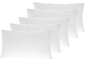Amazon Brand - Umi, CC Collection - Premium & Delux Quality Satin Stripe Microfiber Pillow Insert/Filler 16 Inches X 24 Inches - White (Pack of 5)
