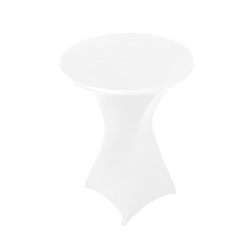 Vanage Stretch-Husse für Stehtische / Bistrotische in weiß – Stehtischhusse für einen Tischdurchmesser von 70 – 80 cm – Outdoor-Tischdecken für Feiern und Veranstaltungen – eleganter Tischüberzug - 4
