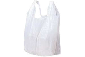 Sabco - Heavy Duty 13 x 19 x 23" White Plastic Carrier Bags With Handles - Qty 80 Pcs Pack - Vest Carriers Ideal For Grocery Shopping Takeaway Freezer (1)