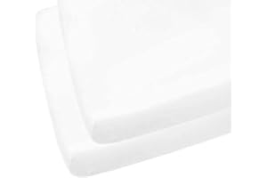 INDUS TEXTILES 100% Egyptian Cotton Cot Bed Fitted Sheet Thread Count 200 2 Pack - White - 60 x 120 CM