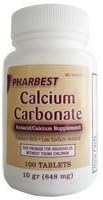 Pharbest Calcium Carbonate Antacid And Calcium Supplement 10 Grains - 100 Tablets