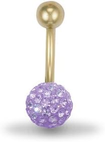 9ct Yellow Gold Lilac Stone Belly Bar