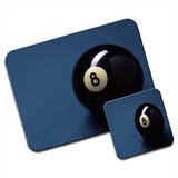 Schwarze Billardkugel Nr, 8 Lucky Wunderlampe Mauspad & Untersetzer