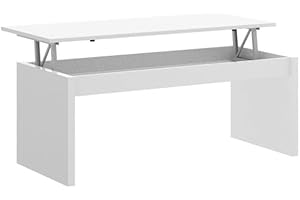CAMBIA TUS MUEBLES CTM®Mesa de Centro Premier Elevable – 100x50x45/58 cm – Mesa Auxiliar para Salón con Compartimento Interior – Diseño Moderno en Melamina de Alta Resistencia (Color Blanco)
