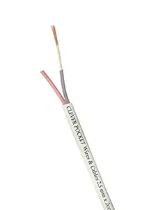 CLEVER POCKET Twin Flat 2.5 mm x 2 core Copper Wires & Cables with Triple Layer PVC Insulation (White) (30 Meter / 100 feet)