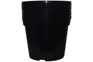 Muddy Hands Pack of 10 Black Plastic Plant Pots Outdoor Garden Round Nursery Herb Flower Planters (7.5 Litre)