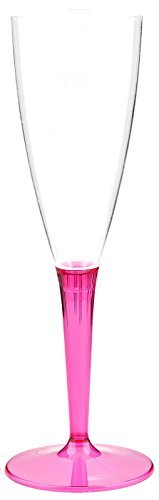 détail MOZAIK Lot de 6 flûtes à Champagne en plastique-Framboise - 100 ml