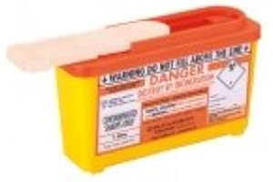DANIELS HDmirrorR SharpsGuard Orange Lid 1 Litre Colour Coded Sharps Bin