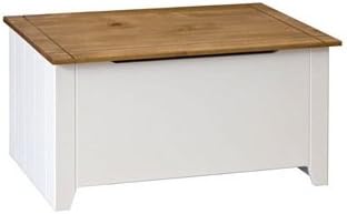 CAPRI ANTIQUE WAXED WHITE AND PINE OTTOMAN STORAGE TOY BOX BLANKET BOX FROM CENTURION PINE