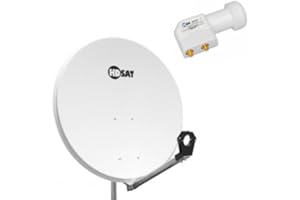 Pack HDSAT Parabole Satellite Acier 80cm + LNB Twin HD 4K 0,1dB idéal Astra Eutelsat