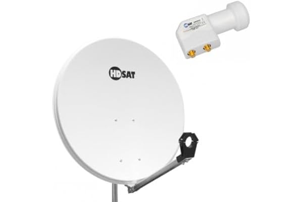 Pack HDSAT Parabole Satellite Acier 80cm + LNB Twin HD 4K 0,1dB idéal Astra Eutelsat