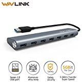 Wavlink Aluminum 7-Port SuperSpeed USB 3.0 Hub with 5V / 4A Power Adapter - Gray