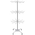 Darshan 3 Layer Rotating Jewellery, Chain, Earring, Bracelet, Keychain, Necklace, Stationery Items & Mobile Accessories Display Stand for Shop (Metal, White)