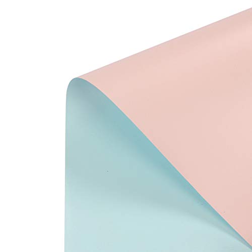 TrifyCore 20 PCS double color transparent flower wrapping paper waterproof packaging for gift florist Bouquet Material 20 sheets 40X45cm (Pink & Blue), Xmas decorations