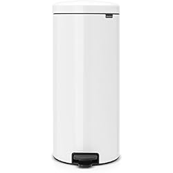 Brabantia 111785 Poubelle à Pédale Newicon avec Seau en Plastique, 30 L - Blanc