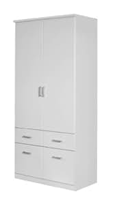 Rauch Kleiderschrank 2-türig Weiß mit Schubladen, BxHxT 91x199x56 cm