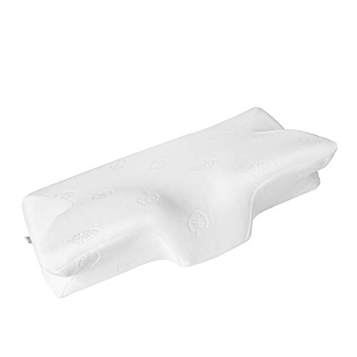 MARNUR Almohada Cervical Espuma Ortopedica Ergonomica para El Dolor de Cuello Almohada Cuello con la Certificación RoHS + Blanco Funda Almohada