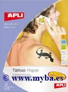 APLI Papel para imprimir Tatuajes A4 2hojas Inkjet