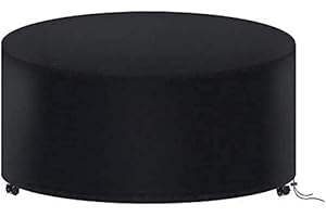 HYDROGARDEN Okrągły pokrowiec na stół ogrodowy, okrągły pokrowiec na meble tarasowe, wytrzymały materiał Oxford 420D, wodoodporny, oddychający materiał Oxford, pokrowiec na meble ogrodowe, 190 x 80 cm, czarny)
