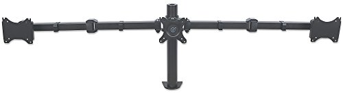 Manhattan Tischhalterung mit Monitorarm für 3x Displays bis 30 Zoll zweifach schwenkbar 461115 schwarz