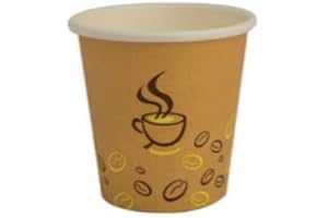 BINOA webio Zestaw 50 biodegradowalnych kubków papierowych biało-brązowych, z motywem ziarna, 75 ml (Havana z eleganckim motywem)