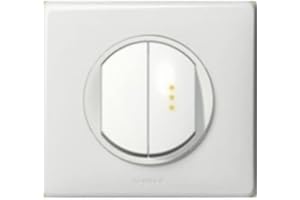 Legrand Double interrupteur, 2 voies, Bouton poussoir, Manuel, Noir, IP44