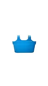 SKYCAP Double Hanging Hook Plastic Flower Pot and Plant Container for Balcony and Terrace Railing (Blue of 1)