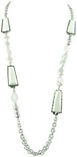 BYT collection Silver Plated with Pearls and White Jade Long Necklace JN47122