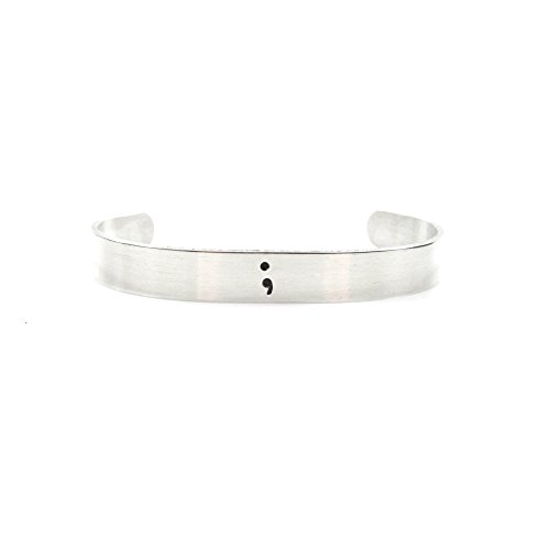 GIFTS2THEDOORHand Stamped Semicolon Bracelet/Bangle - Gift Boxed