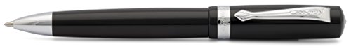 KawecoSTUDENT Ball Pen Black I Retractable Ballpoint Pen in Classic Design with Standard D1 Refills I Resin Ball Pen 13cm in Black with Silver Details