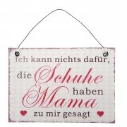 Metallschild Schuhe, zum Hängen rosa 12x17cm 1Stk
