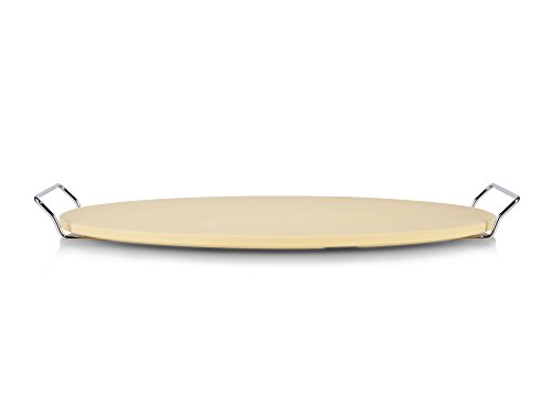 Sänger Pizzastein | Runde Form – Durchmesser 38 cm | Die Lieblingspizza ganz einfach perfekt zubereiten | Ein knuspriger Pizzaboden ist garantiert | Mit praktischer Metall Halterung - 4