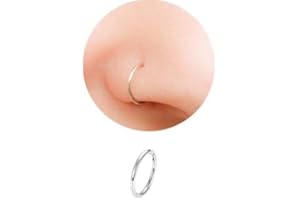 ROMAXO EXTRA THIN Silver Nose Rings Small Plain Nose Rings 0.6mm-8mm Tiny Nose Hoop,Silver Small Hoop stainless steel Earrings,Suptum Ring,Lip Rings,Conch Daith Helix Rook Super Snug Nose Ear Lip Ring