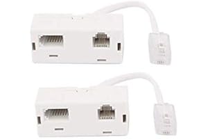 Uvital RJ45 to BT&RJ11 Secondary Splitter Telephone Adapter Converter Connector Cable, RJ45 Male to UK BT&RJ11 2 Female Socket Cord Separator for Ethernet RJ45 Secondary Phone Line (2 Pack)