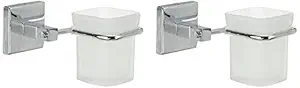 Ocko 304 Grade Stainless Steel Square Tooth Brush Holder (White, Pack of 2)