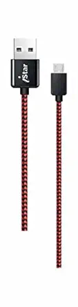 iStar Unbreakable 3A Fast Charging Nylon Braided USB to Micro Cable for Android Devices  1.5 Meter (Red and Black)
