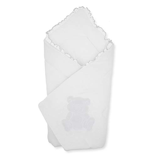 BlueberryShop manta- cambiador de jersey | Saco de dormir para bebés recién nacidos | Regalo perfecto para Baby Shower | Para bebés de 0-3 meses | 78 x 78 cm | Blanco
