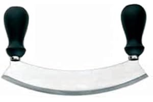 Tredoni Hachoir Couteau Mezzaluna 26cm Coupe-Trancheuse, Hachoir Rond de Lune -Acier Inoxydable Italien