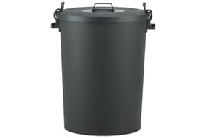 CHOICEFULLBARGAIN 110L - Large Black Plastic Dustbin Bin Clip On Lid