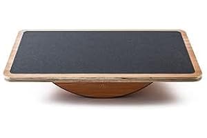 StrongTek Professional Wooden Balance Board, Rocker Board, Wood Standing Desk Accessory, Balancing Board for Under Desk, Anti Slip Roller, Core Strength, Stability, Office Balance Boards