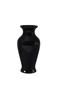 Caffeine Ceramic Handmade Black Color Flower Table Flower Vase (Set of 1)