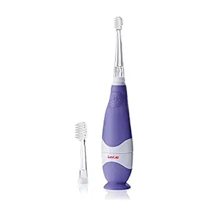 LuvLap Joy Baby Sonic Electric Toothbrush for Infant to Toddler of Ages 0-3 Years, Includes 2 Sensitive Brush Heads, Gentle Vibration, Smart LED Timer