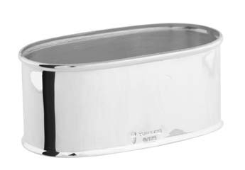 spécification Rond de serviette lisse, forme oval, bordure angulaire, en argent sterling (925)