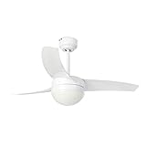 Ventilador de techo con luz de color blanco, 3 palas y mando incluido