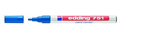edding751 paint marker - blue - 10 pens - round tip 1-2 mm - paint marker for marking and labelling metal, glass, rocks or plastic - heat-resistant, permanent, smudge-proof and waterproof