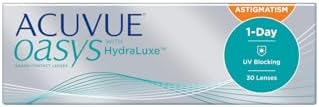 ACUVUE OASYS 1-Day per astigmatismo; Lenti a contatto giornaliere; visione chiara e stabile per tutto il giorno,comfort elevato;+2.00 diottrie; Cilindro -0.75 ; Asse 180 ; BC 8.5; DIA 14.30; 30 lenti