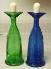 Set of 2 Classic Baja Green / Blue Glass Italian Olive Oil Cruet Bottle - 8 Oz