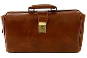 VICTOR LINE SRL Borsa Medico/Dottore Unisex In Vera Pelle 100% Colore Cognac - Made In Italy - Artigiani Toscani